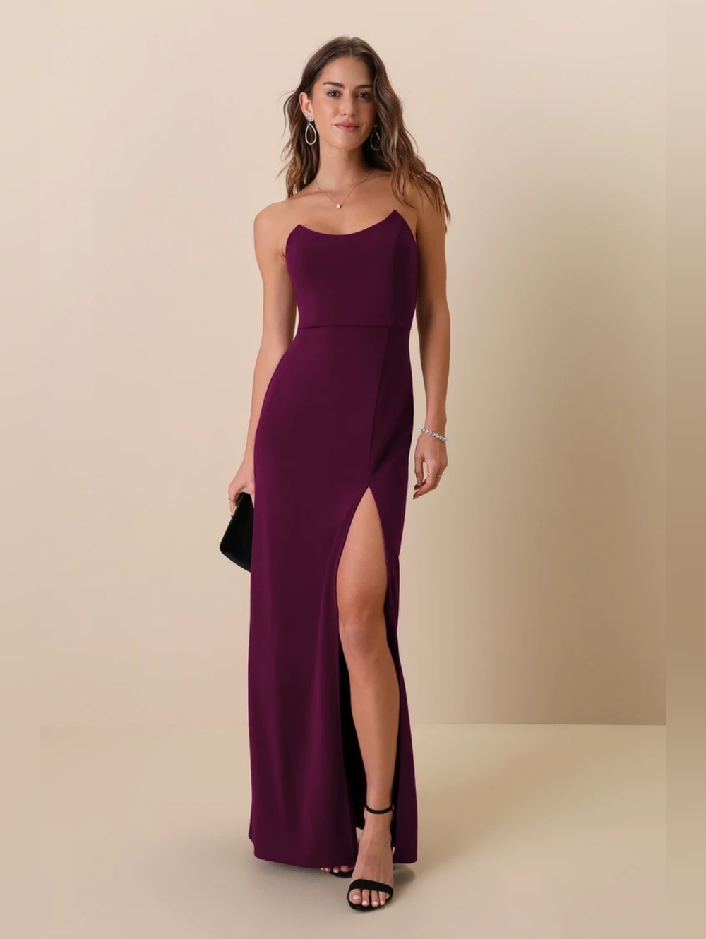 Lulus Sensational Beauty Plum Purple Strapless Maxi Dress S Wedding Party Prom - Picture 2 of 9